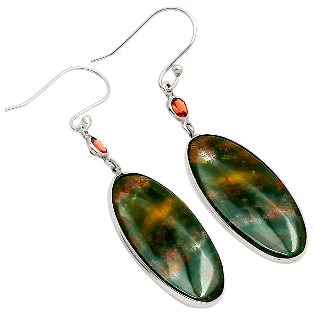 Natural Blood Stone - India & Garnet Earrings E-1002 SDE90200