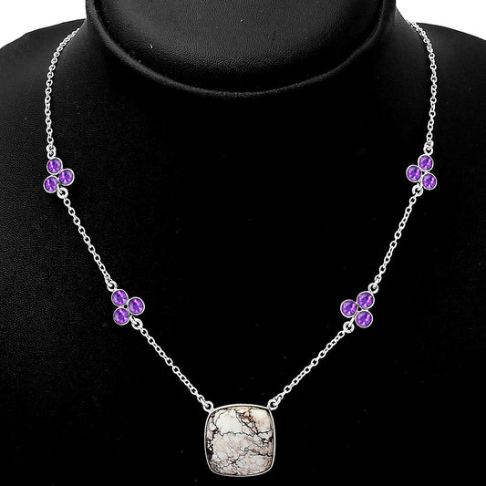 Natural Wild Horse Jasper & Amethyst Necklace N-1004 SDN1399