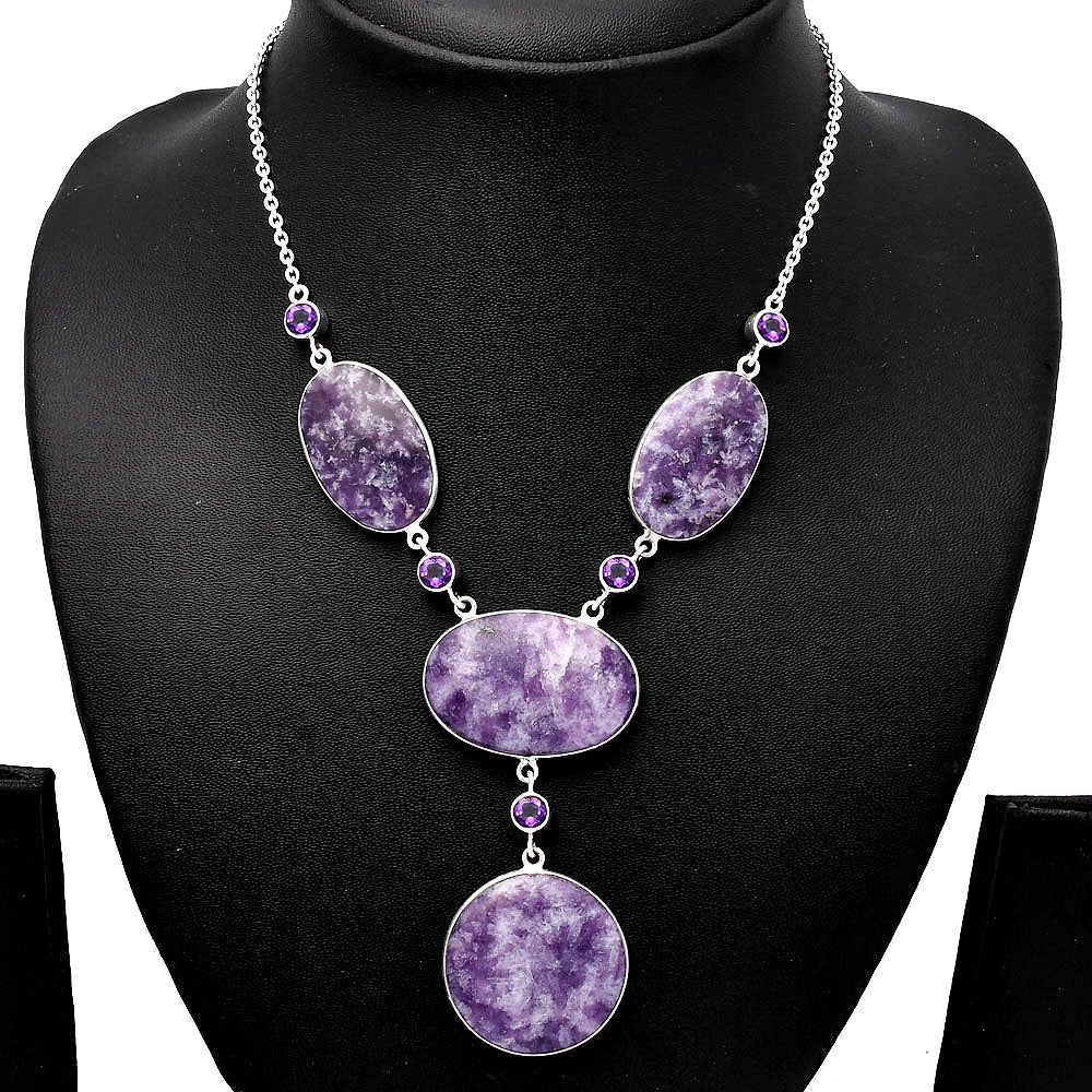 Purple Lepidolite & Amethyst Necklace N-1023 SDN1840