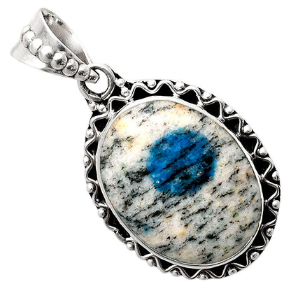 Natural K2 Blue - Azurite In Quartz Pendant P-1514 SDP104634