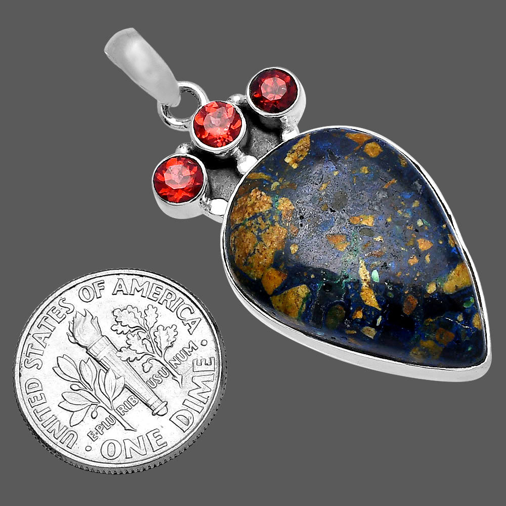 Natural Azurite & Garnet Pendant P-1120 SDP145315