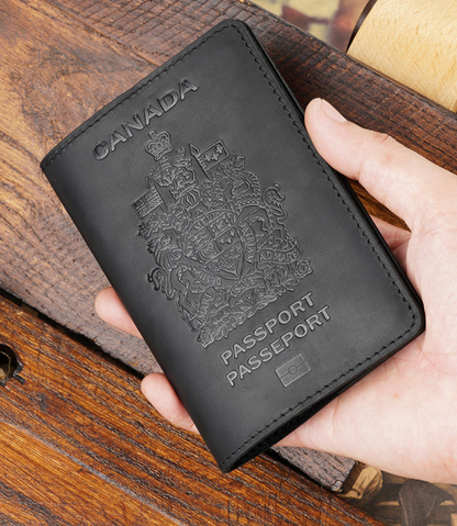 Canada. BEARKY Men's Fashionable for Ridge Leather Passport Wallet and Card Holder Portable Passeport Case Cover