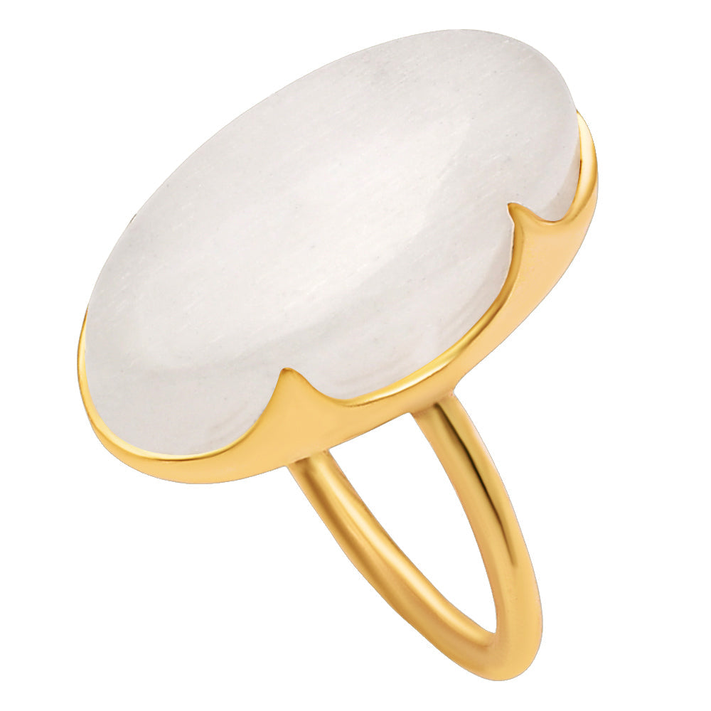 18K Gold Plated Long Oval Colorful Gemstone Statement Ring for Women TGR1014 RM-1747