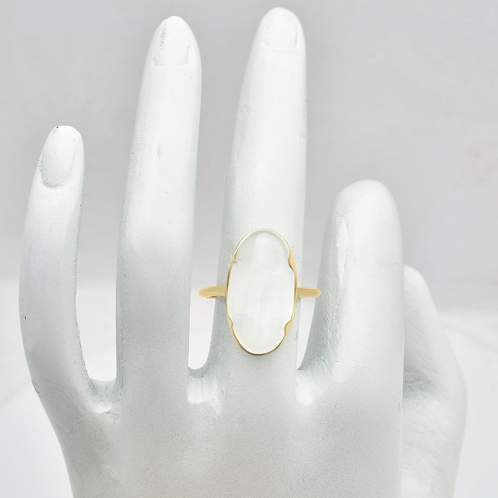 18K Gold Plated Long Oval Colorful Gemstone Statement Ring for Women TGR1014 RM-1747