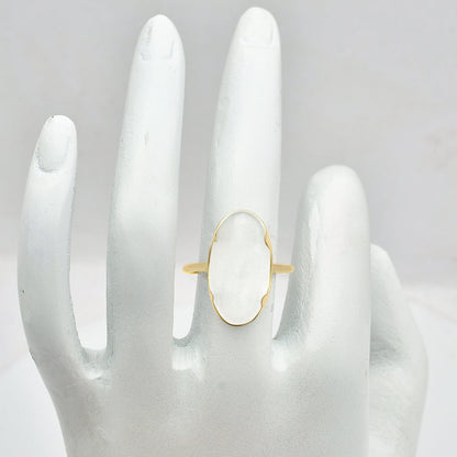 18K Gold Plated Long Oval Colorful Gemstone Statement Ring for Women TGR1014 RM-1747