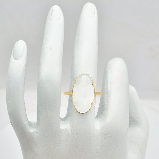 18K Gold Plated Long Oval Colorful Gemstone Statement Ring for Women TGR1014 RM-1747