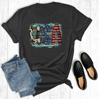 July 4th USA Cow Hide Tee