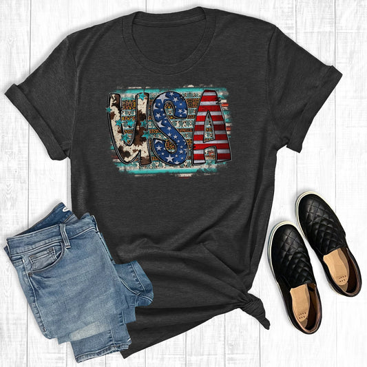 July 4th USA Cow Hide Tee