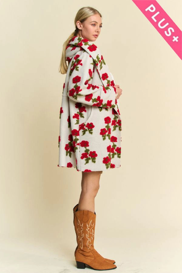 Plus Garden Floral Hoodie Coat Jacket