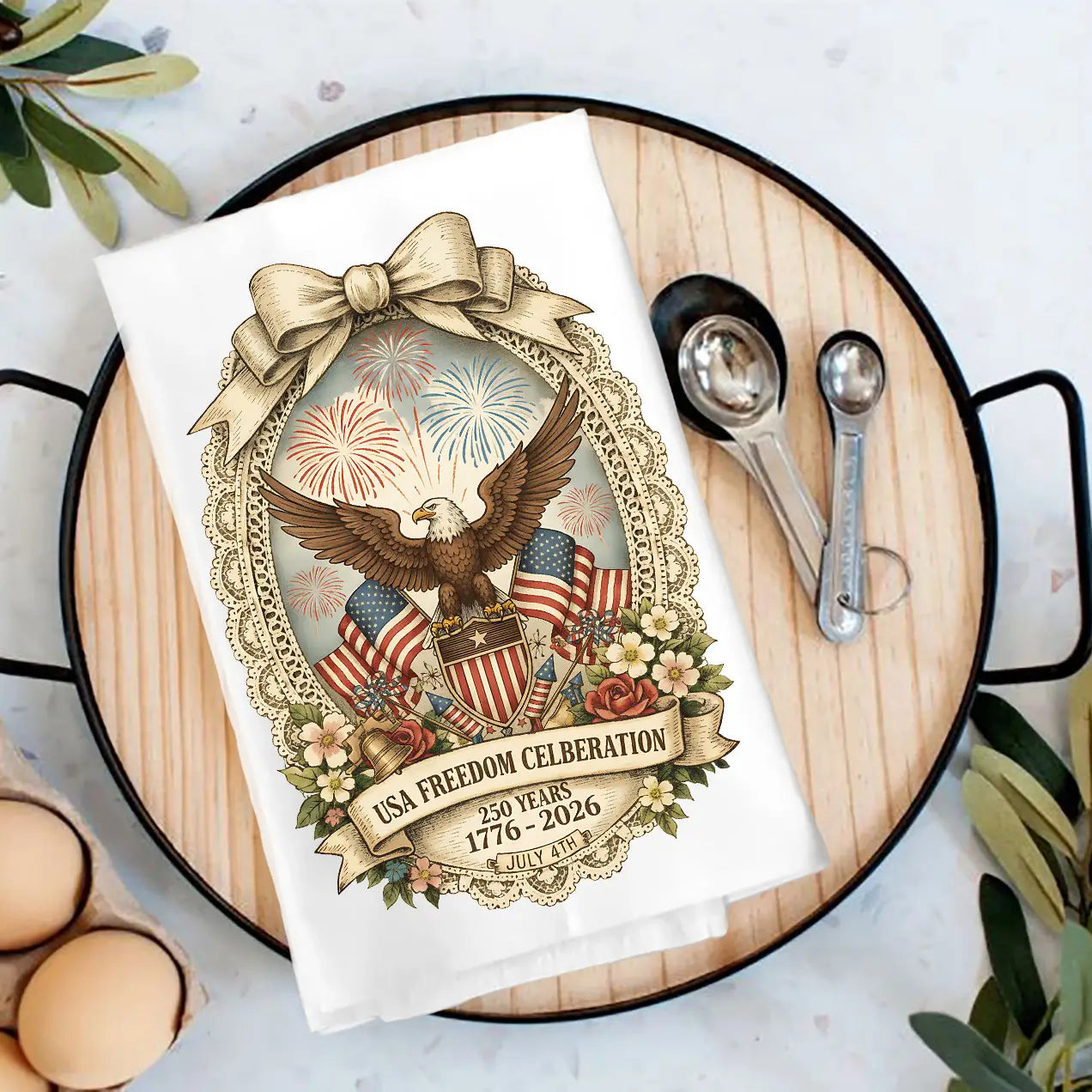 Patriotic Eagle 250 Anniversary America Tea Towel