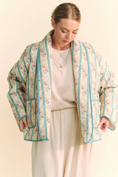 Waivy Quilted Wallpaper Print Open Jacket