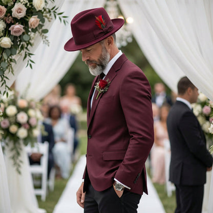 Crushable Burgundy 100% Australian Wool Fedora Hat