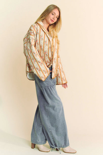 Waivy Quilted Wallpaper Print Open Jacket