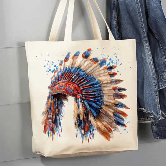 Indian Headdress Canvas Tote Bag