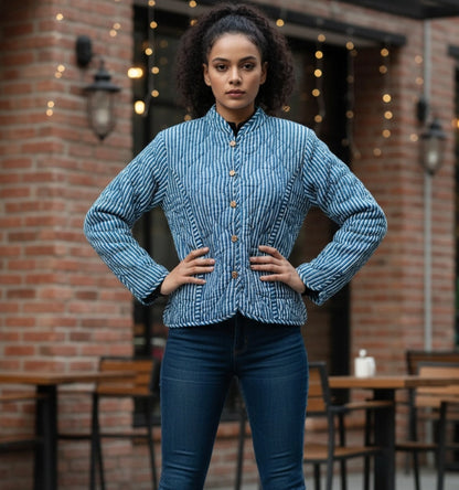 Blue Patchwork Floral Jacket
