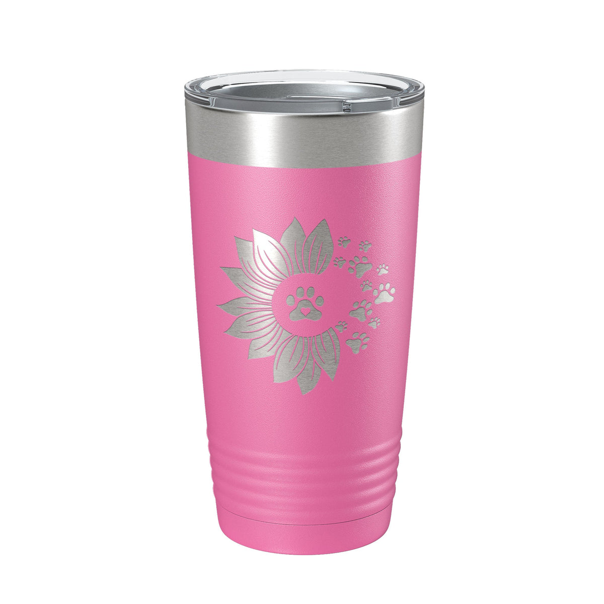 Sunflower With Dog Pawprints Tumbler Travel Mug Insulated Laser Engraved Coffee Cup Gift For Women Dog Lovers Sun Flower 20 oz