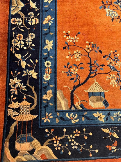 Canvello Chinese Antique Early 20th Century Art Deco Rug - 9'3'' X 11'6''