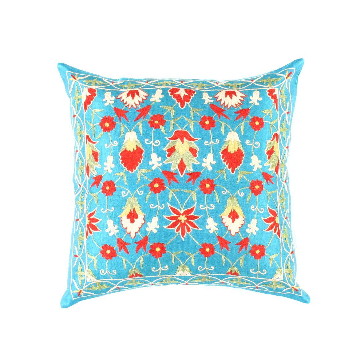 Suzani Turkish Light Blue Throw Pillows - TS 1