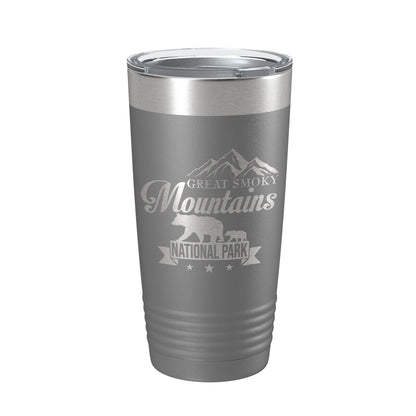 Great Smoky Mountains National Park Bear Tumbler GSMNP Travel Mug Gift Insulated Laser Engraved Coffee Cup 20 oz