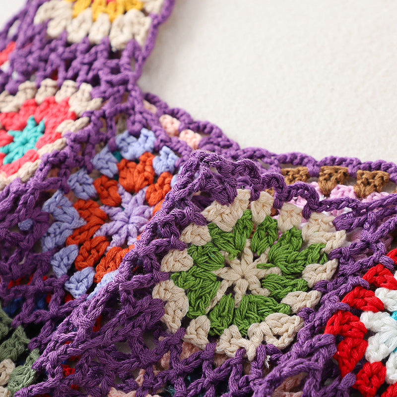 Bohemian Crochet Lace Woven Beach Cover-Up Crop Tank Top