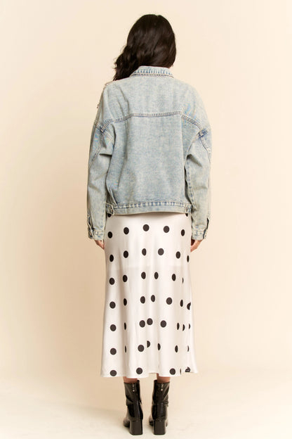 Mesh Stitching Button Down Denim Jacket