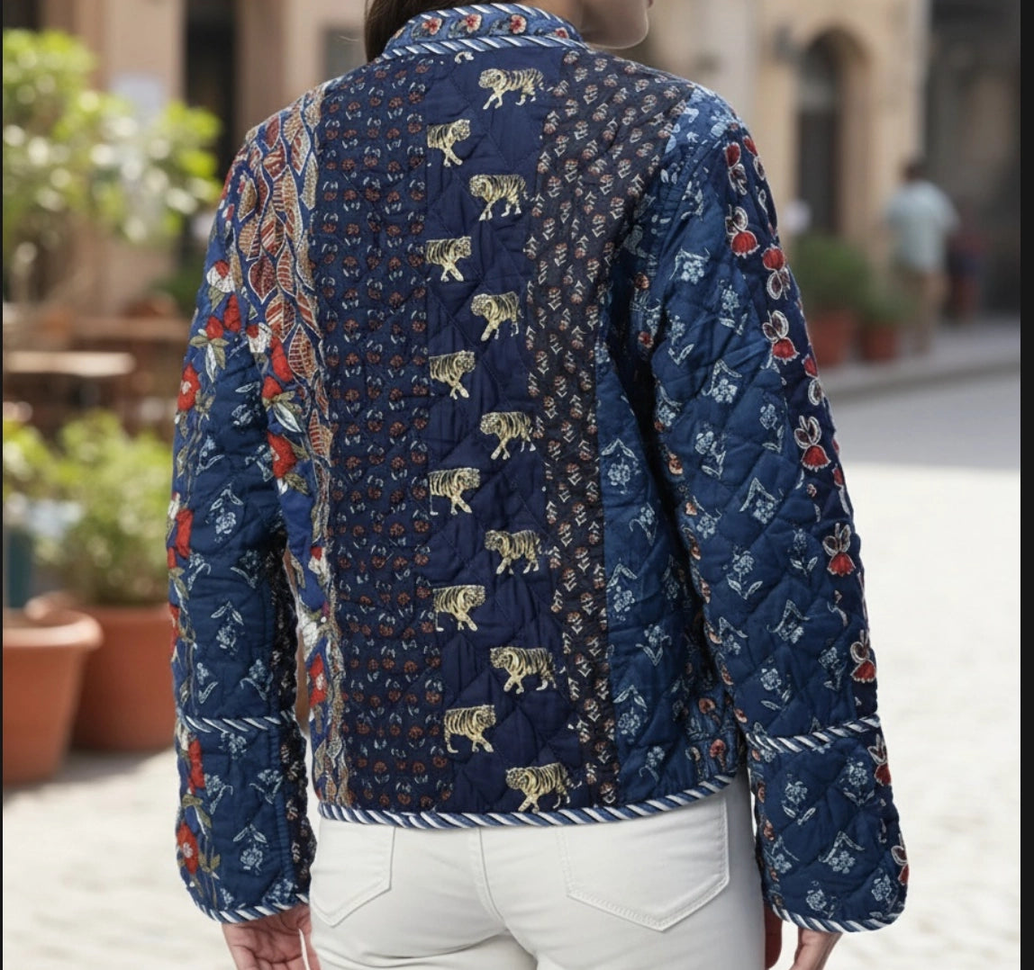 Blue Patchwork Floral Jacket