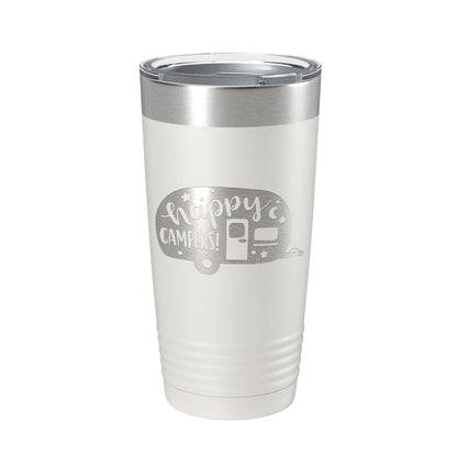 Happy Campers Tumbler RV Camping Travel Mug Gift Insulated Laser Engraved Coffee Cup Tent Outdoors 20 oz
