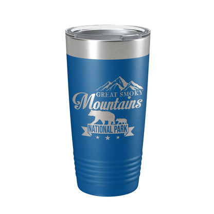 Great Smoky Mountains National Park Bear Tumbler GSMNP Travel Mug Gift Insulated Laser Engraved Coffee Cup 20 oz