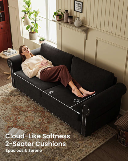 Queen Sleeper Sofa Bed Black Ergonomic Contemporary
