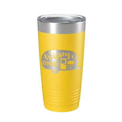 Happy Campers Tumbler RV Camping Travel Mug Gift Insulated Laser Engraved Coffee Cup Tent Outdoors 20 oz