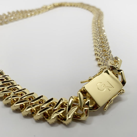 12mm Frosted Cuban Chain - Women Necklaces