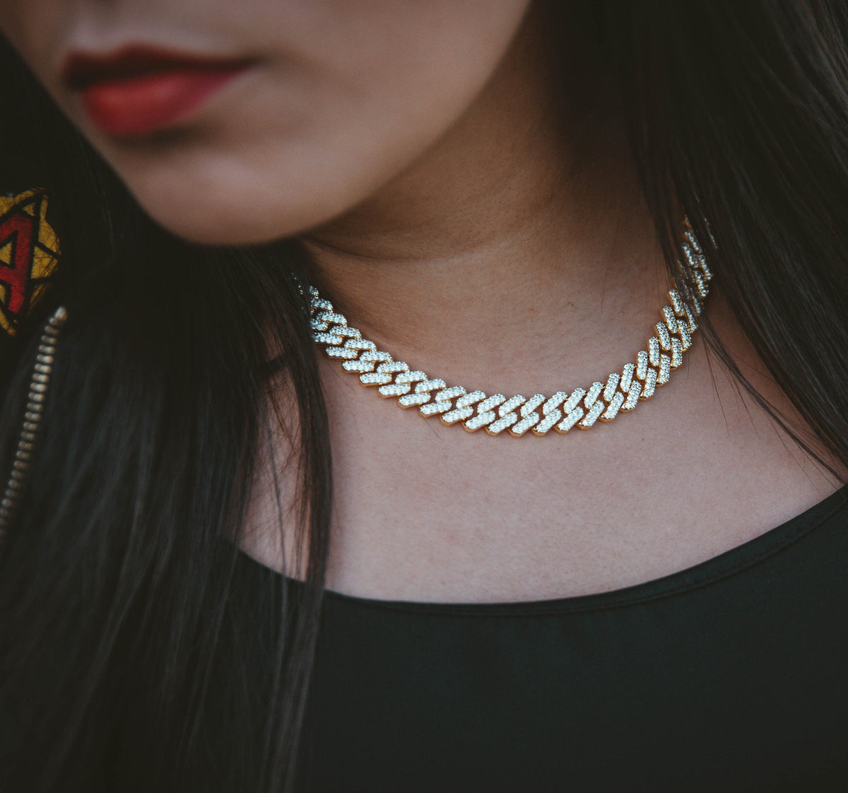 12mm Frosted Cuban Chain - Women Necklaces