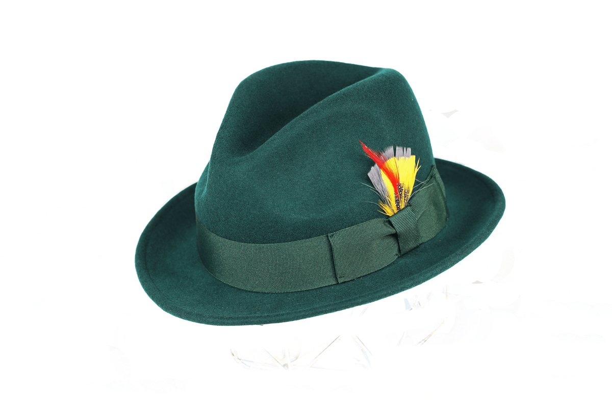 Ferrecci Brooks Soft 100% Australian Wool Felt Body With Removable Feather Hunter Green