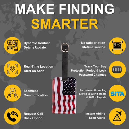 Smart Bag Security Tag - USA Flag [Pack 2]